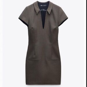 Zara Brown Mini Dress with Collar